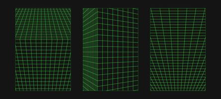 Futuristic techno shapes, cyberpunk wireframes, abstract black spheres, Y2K symbols, geometric grid elements, surreal rave design, and bold digital graphics. vector