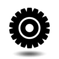 Gear icon in black. Mechanical cogwheel, flat sprocket design, machine element, industrial symbol, settings gear, engineering part icon. vector