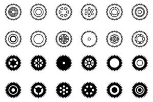 Gears icon set. Mechanical cogwheels collection. Black sprocket symbols. Simple design elements. vector
