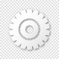 Realistic gear icon. Machine cogwheel in flat design, industrial sprocket element, engineering symbol, mechanical settings part. vector