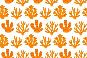 Bright seamless pattern with vivid orange coral branches on a white background, ideal for ocean, summer, or fabric prints vector