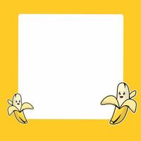 frame design with cute cartoon banana illustration on the left and right bottom corners, and empty area in the middle for text or image vector