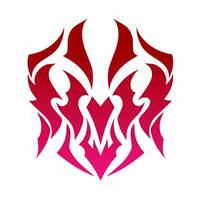 Symmetrical tribal motif illustration with red to magenta gradient effect vector