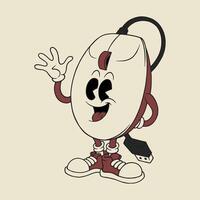 retro cartoon mascot of computer mouse vector