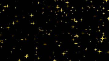 Moving fly through golden color stars in space video