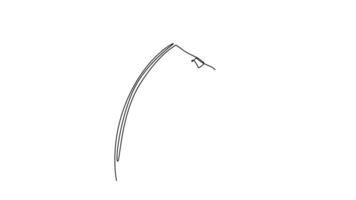 Animated self drawing continuous line draw active male athlete pole vaulter to pole bend during athletics competition. Dynamic approach to clearing impressive height. Full length single line animation video