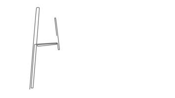 Animated self drawing continuous line draw professional female athlete on national championship successfully jumping over bar. Agile, explosive, precision, flexibility. Full length one line animation video