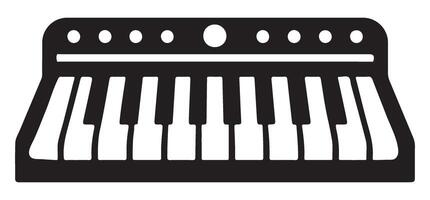 Retro synthesizer silhouette keyboard design element illustration vector