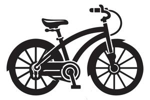 Black silhouette illustration of a bicycle riding on path vector