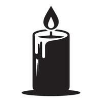 Black and white illustration of a lit candle providing light vector