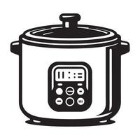 Electric Pressure Cooker Illustration with Digital Timer Display vector