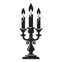 Silhouette illustration of a candelabra with lit candles vector