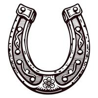 Intricately designed horseshoe with floral patterns and decorative details vector