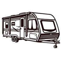 Vintage camper sketch of mobile home with classic design elements vector