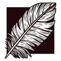 Detailed black and white of feather with textured background vector