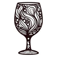 Intricate patterned wine glass with swirling design elements vector