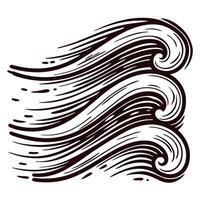 Abstract black wave patterns flowing in artistic motion vector