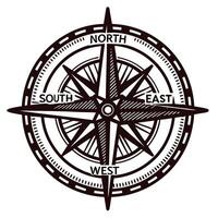 Vintage compass rose with cardinal directions highlighting navigation and exploration themes vector