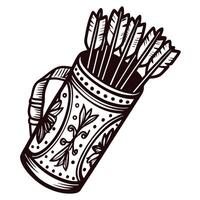 Decorative arrow quiver with intricate patterns and arrows vector