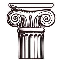 Classical ionic column capital design with scroll and acanthus leaf vector