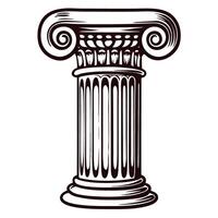 Detailed greek ionic column with intricate capital design in classic architecture vector