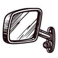 Sketch of a rearview mirror with hand drawn details vector