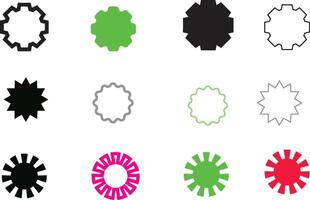 A set of different colored sunburst icons vector