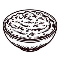 Rustic of a bowl of creamy soup with texture and detail vector