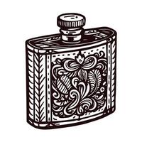 Intricately designed vintage flask with ornamental patterns on a white background vector