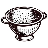 Vintage metal colander with handles rustic kitchenware for cooking and straining vector