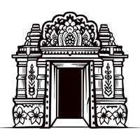 Intricate ancient temple gateway with ornate carvings and architectural details vector