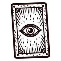 Mystical eye symbol on tarot card with intricate patterns in black and white design vector