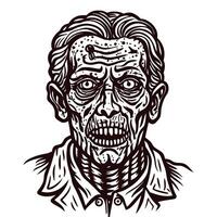 Illustrated zombie with detailed facial features and decayed appearance vector