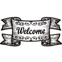 Vintage scroll welcome banner with decorative design elements vector