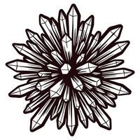Intricate geometric crystal cluster with sharp edges in black and white design vector