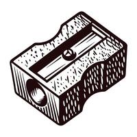 Wooden pencil sharpener with detailed carvings and metal blade design vector