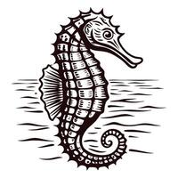 Detailed of a seahorse in an aquatic environment with intricate patterns and marine elements vector