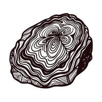 Intricate black and white geode with detailed pattern of natural layers vector