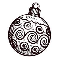 Intricate christmas ornament with swirl patterns in black and white design vector