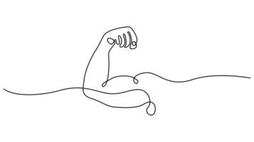 A minimalist, Continuous one line drawing of a flexing bicep. vector
