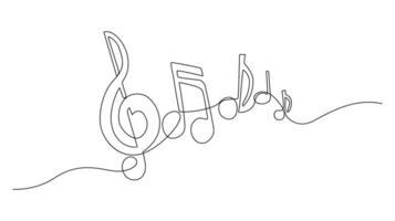 Continuous one line drawing of abstract musical notes, perfect for a music themed design. vector