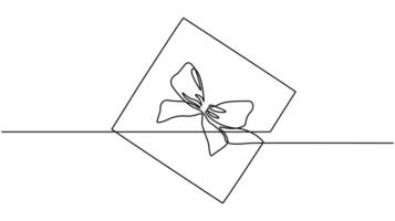 Continuous One Line Drawing of a Gift Box with a Bow vector