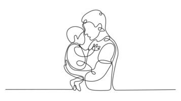 A Continuous One Line Art Of A Father And Child Showing Love And Affection vector