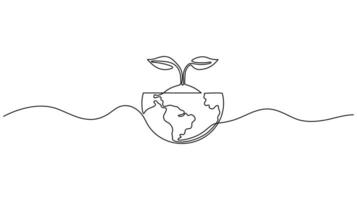 Continuous One line drawing of a sprout growing from the Earth. vector