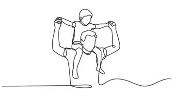 Father and Son Continuous One Line Drawing Enjoying Quality Time vector