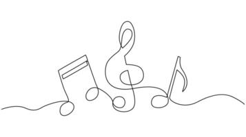 A Continuous one line drawing of abstract musical notes, perfect for a music themed design. vector