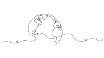 A Minimalist Continuous Line Drawing of the Earth vector