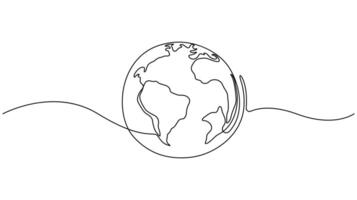 Minimalist continuous One line drawing of planet Earth. vector