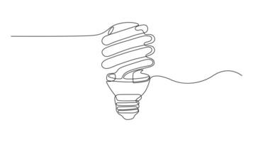 A Minimalist Continuous Line Drawing of an Energy Saving Light Bulb vector
