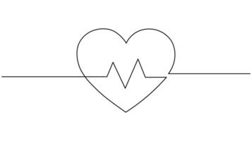 Simple Continuous One Line Art Heartbeat Icon vector